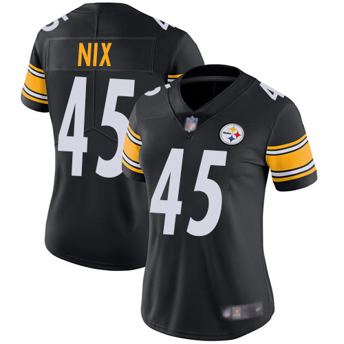 Women Pittsburgh Steelers Football #45 Limited Black Roosevelt Nix Home Vapor Untouchable Nike NFL Jersey